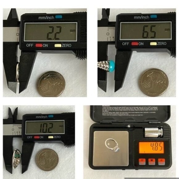 Sterling Silver 925 Modernist Oval Faux Turquoise Tapered Shank Ring Sz 5.25 - Picture 10 of 16